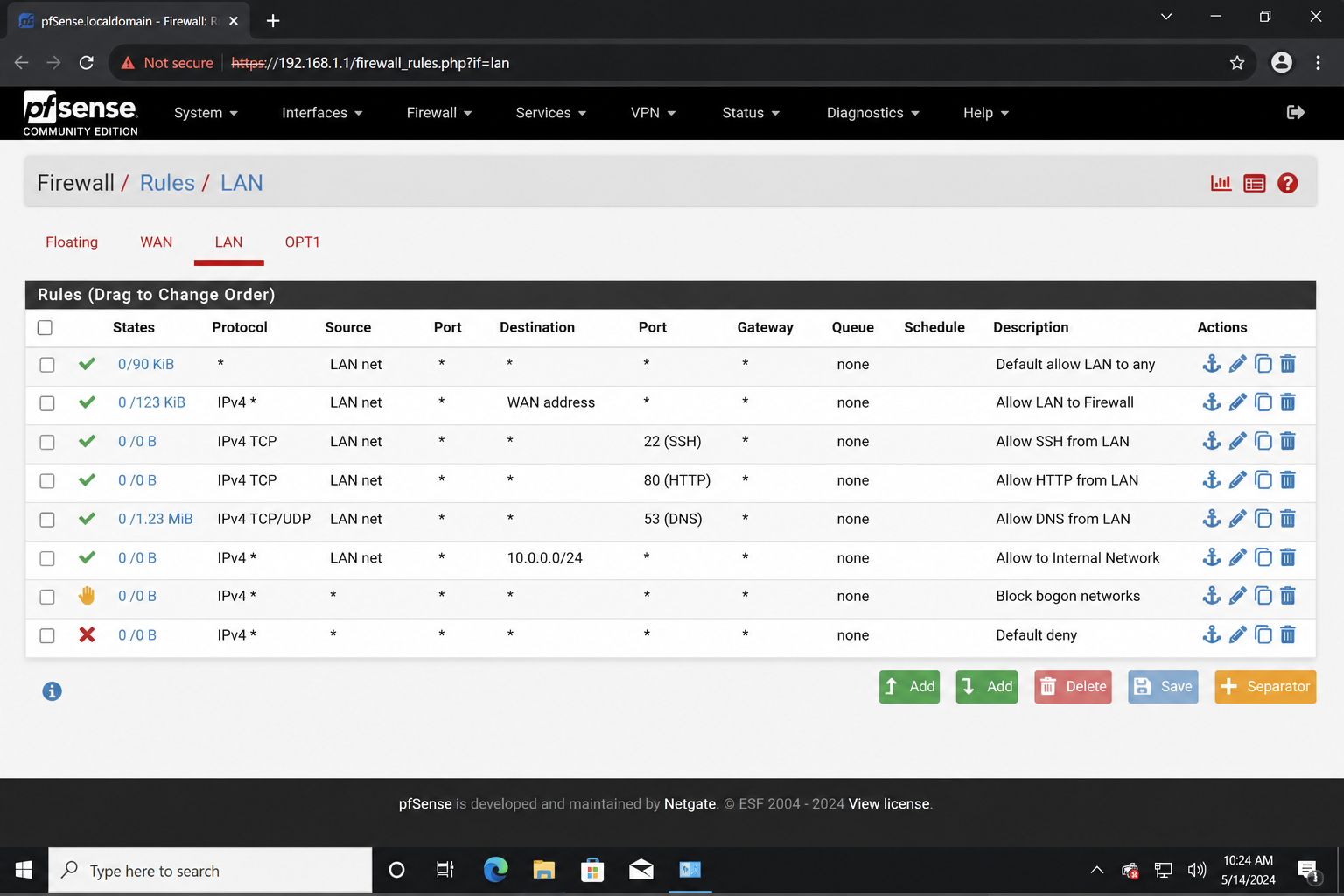 Firewall administration evidence