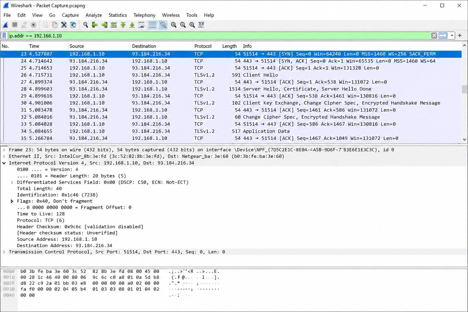 Network traffic analysis evidence